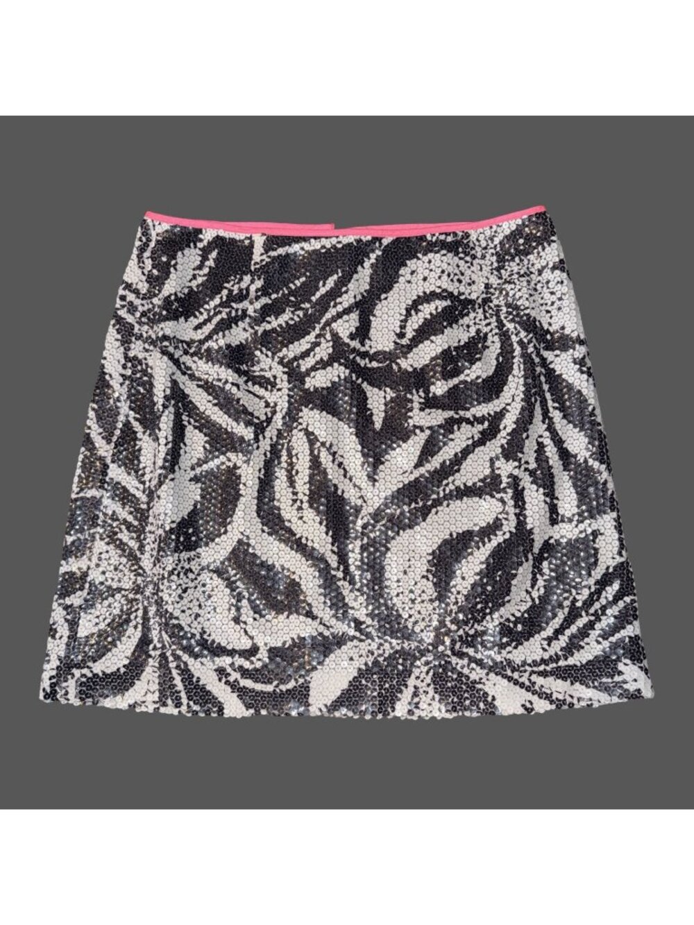 Lilly Pulitzer Harvey Sequin Mini Skirt Sneak A Peek Black White 12 Rare